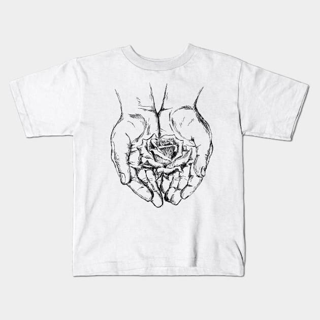 Flower in your hands Kids T-Shirt by rachelsfinelines